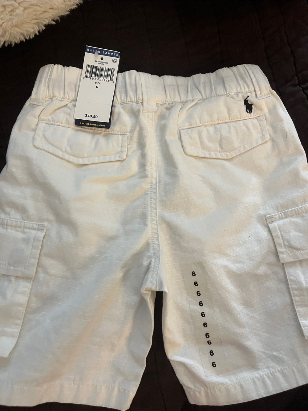 Ralph Lauren Kids Cream Cargo Shorts with Polo Pony